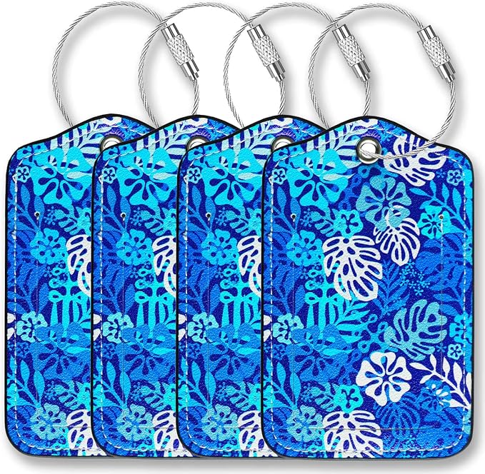 Luggage Tags for Suitcases-Leather Luggage Tag 4 Pack by GOWRAPS