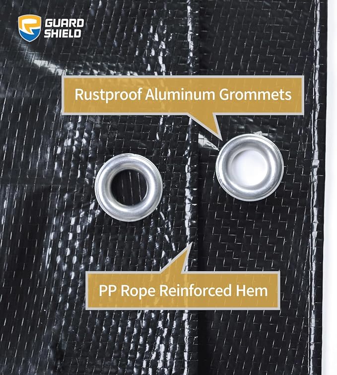 GUARD SHIELD Black Tarp 16x20 Feet Waterproof Tarps Lightweight Camping Tarp - Image 3