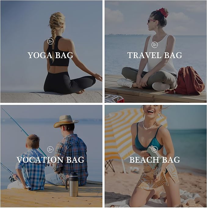 YOOLIFE Initial Canvas Waterproof Beach Tote Bag Zipper Personalized Gifts - Image 3