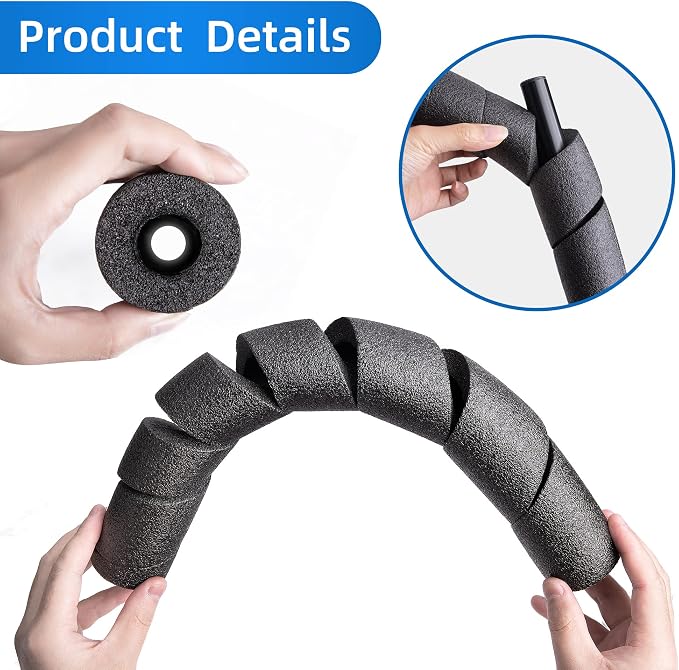 6 Pcs Pipe Insulation Foam Tube, 15.7 Inches Black Pool Noodles Foams | - Image 3