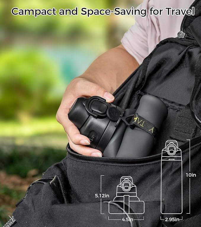 TakeToday Collapsible Water Bottles 20oz, Leak Proof, Foldable Silicone Travel - Image 6