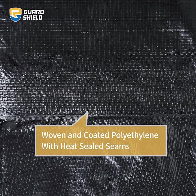 GUARD SHIELD Black Tarp 12x16 Feet Waterproof Tarps Lightweight Camping Tarp - Image 4