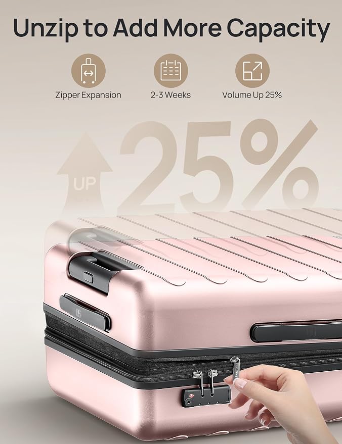 NINETYGO Luggage Sets 2 Piece, Carry On Luggage Airline Approved, Large Checked - Image 4
