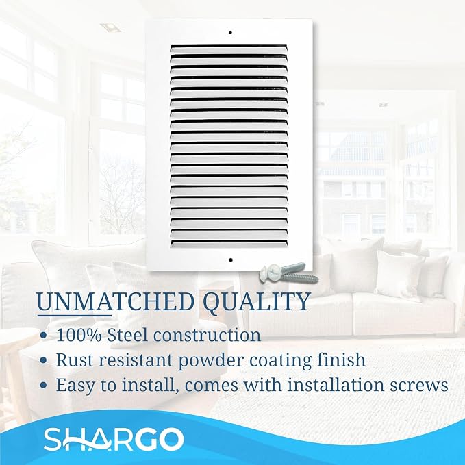 8 x 12 Inch Return Air Vent Cover, Solid Steel HVAC Grille - Image 6
