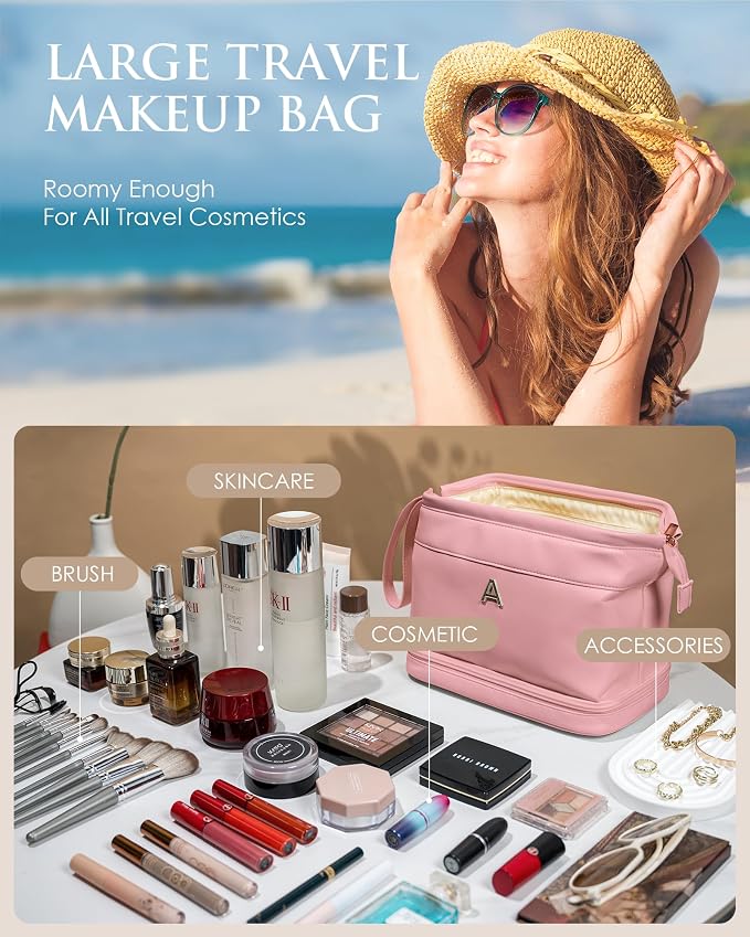 Gifts for Her Birthday-Gift Ideas for Woman Initial Large Makeup Bag, - Image 2