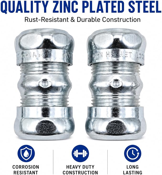 1/2 Inch EMT Compression Coupling Raintight Electrical Conduit Connector Zinc - Image 3
