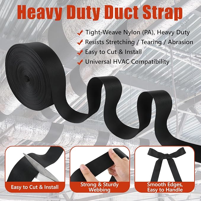 HVAC Duct Strap, Tight-Weave Nylon Duct Support Webbing, Heavy Duty Duct - Image 5