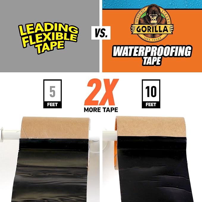 GORILLA Waterproofing Tape, UV-Resistant Backing, Bonds Vinyl, Plastic & Rubber - Image 8