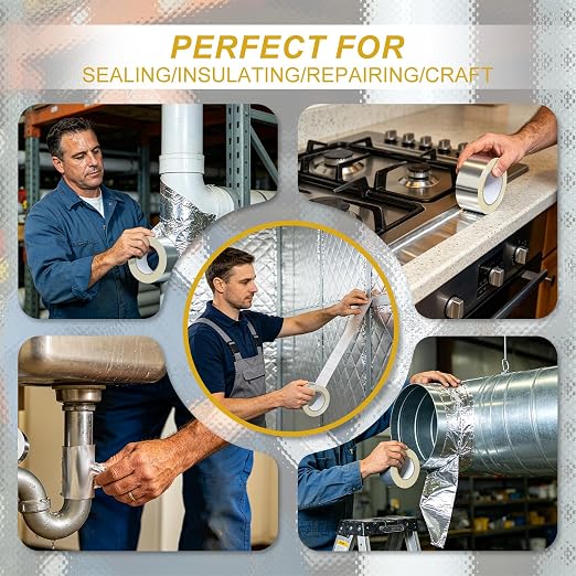 Aluminum Foil Tape, 5 in x 55 yd Heavy Duty Silver HVAC Tape | Aluminum High - Image 5