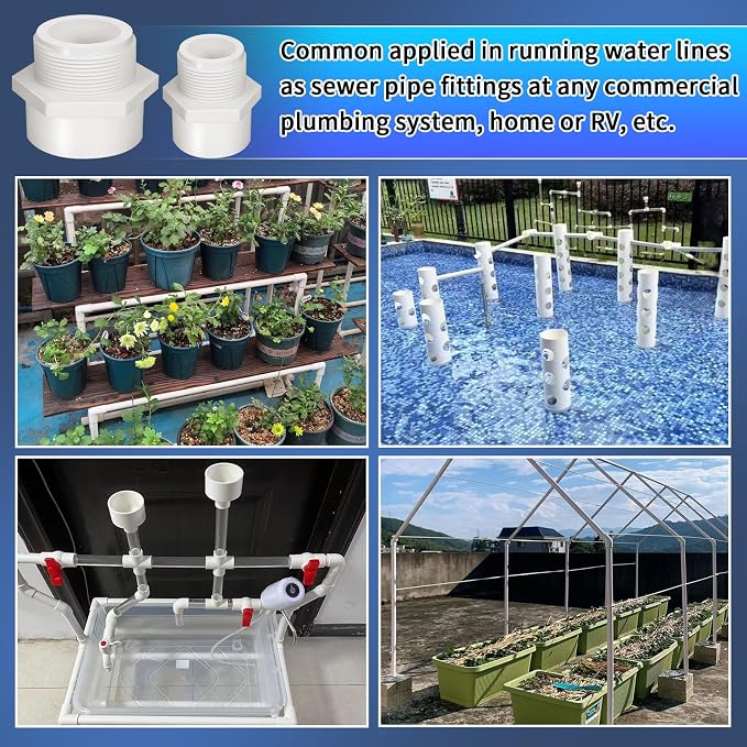 5Pcs White PVC Pipe Fittings, 1-1/4inch NPT Male Thread Pipe Fitting Adapter - Image 6