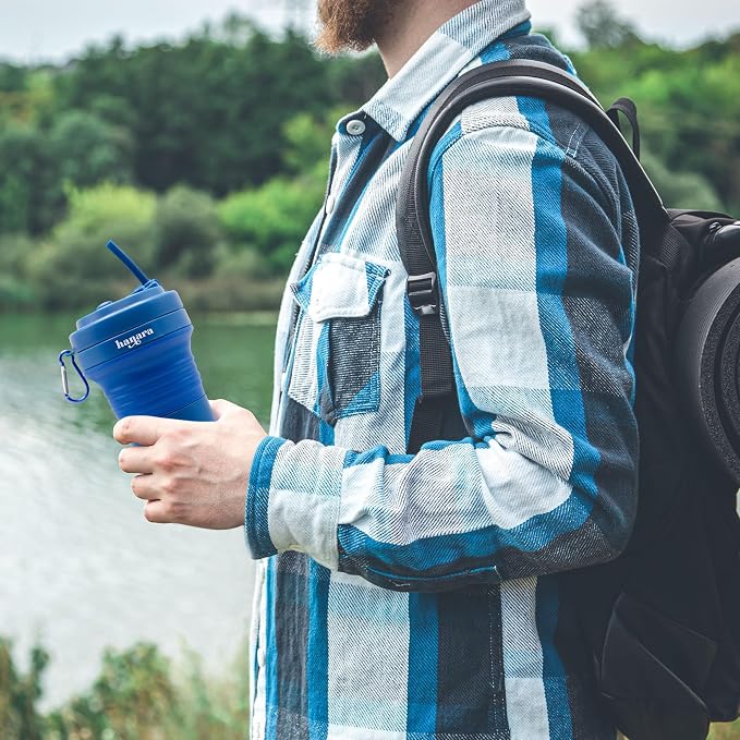 HANARA Collapsible Cup with Reusable Straw – 18 Oz, Portable Travel Mug - Image 9
