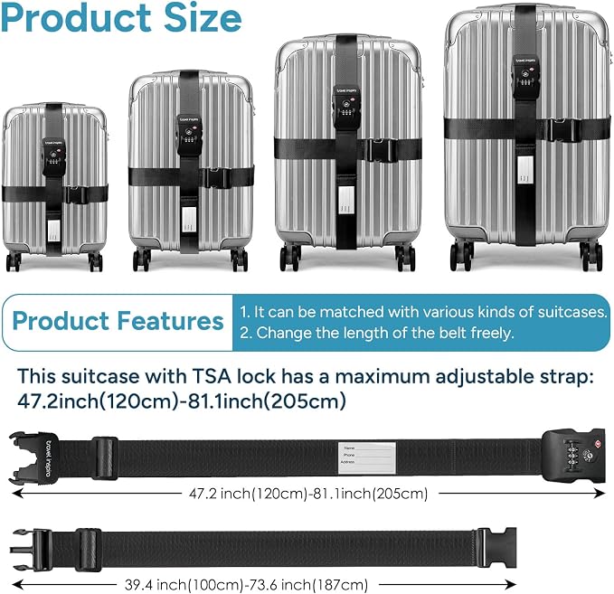Travel Inspira TSA Lock Luggage Straps - Image 5