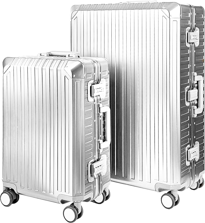 X2 All Aluminum Luggage Suitcase 3 Sizes TSA Lock Carry On Silver by X2