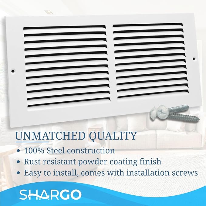 14x08 Air Return Vent Cover, Solid Steel White, 4 Pack - Image 7