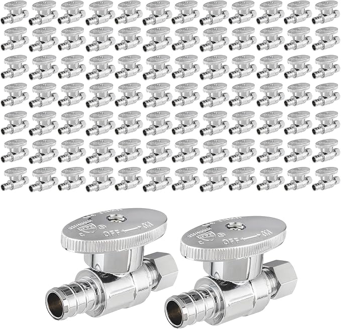 100PCS Efield Straight Stop Valve, 1/2" Barb Crimp Pex x 3/8"OD Compression | by EFIELDPEXTUBING