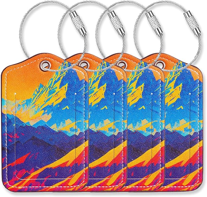 Luggage Tags for Suitcases-Leather Luggage Tag 4 Pack by GOWRAPS