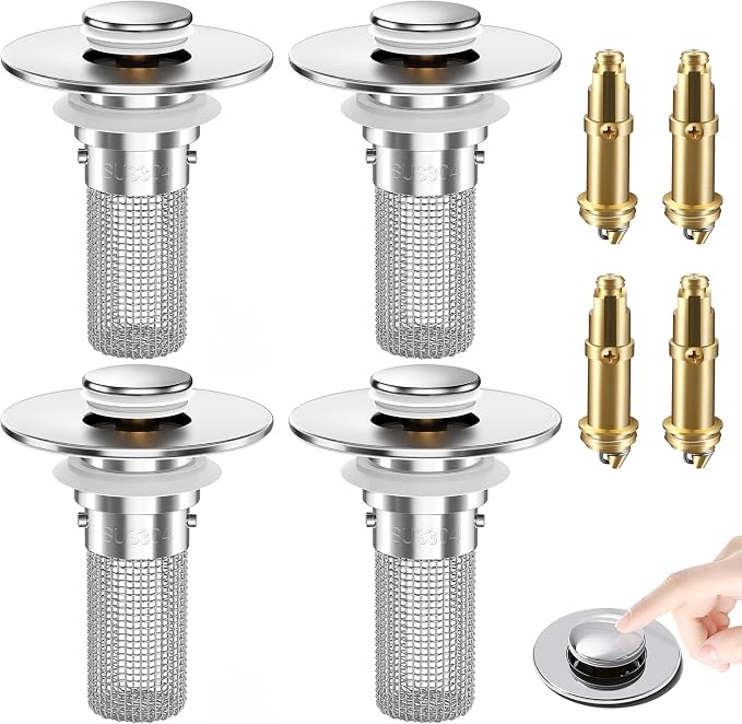 Bathroom Sink Drain Strainer, Pop-Up Bathroom Sink Stopper by YourSimplifiedHome