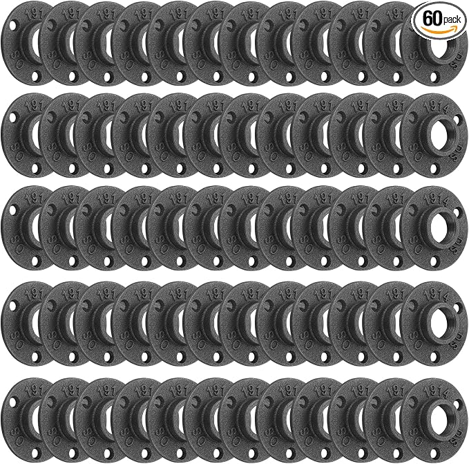 3/4" Floor Flange, 60 Pack MalleableIron Threaded Pipe Flange by HomeTZH