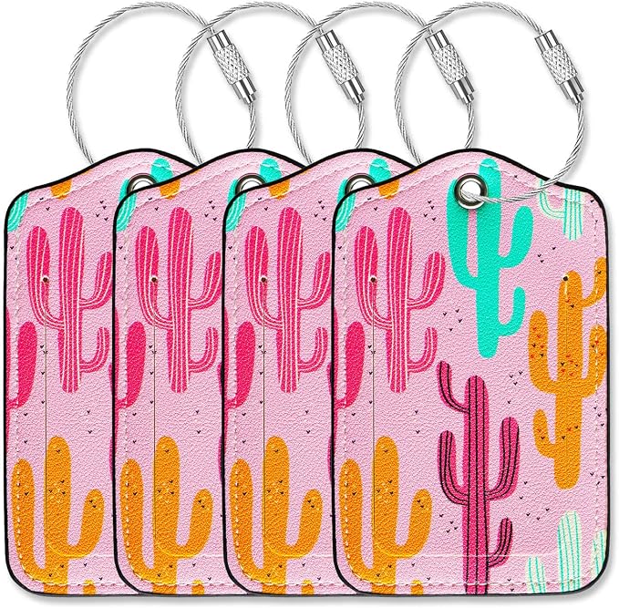 Luggage Tags for Suitcases-Leather Luggage Tag 4 Pack by GOWRAPS