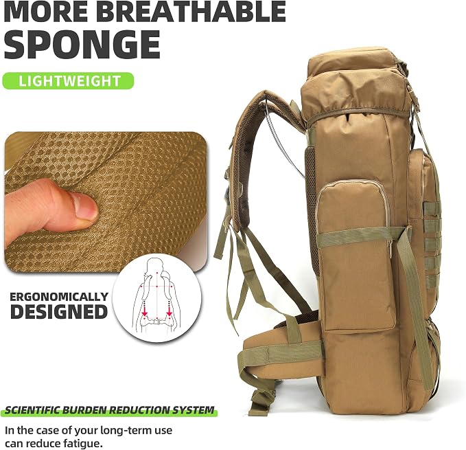 King'sGuard 70L Camping Hiking Backpack Tactical Backpack Military Molle - Image 4