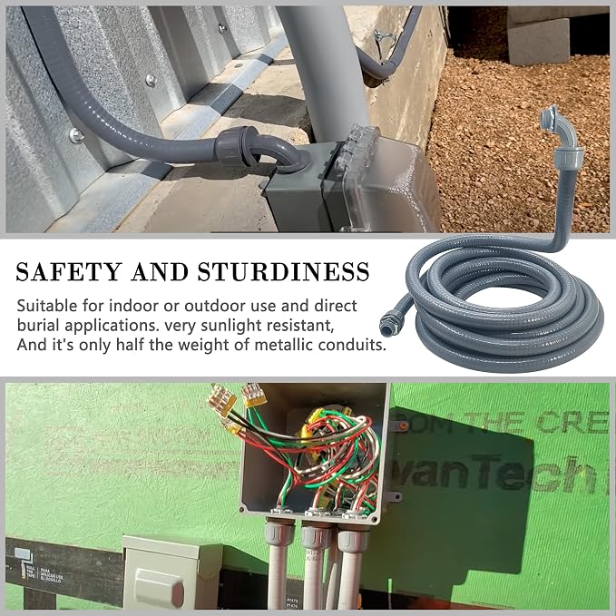 3/4inch 50 Foot Liquid-Tight Conduit Kit, Flexible Non Metallic Electrical - Image 5