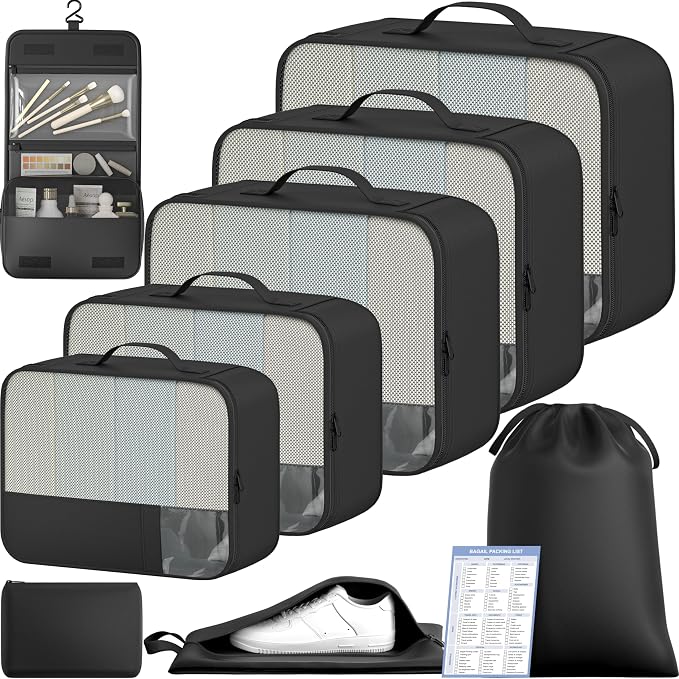BAGAIL 9 Set Packing Cubes Luggage Packing Organizers by BAGAIL