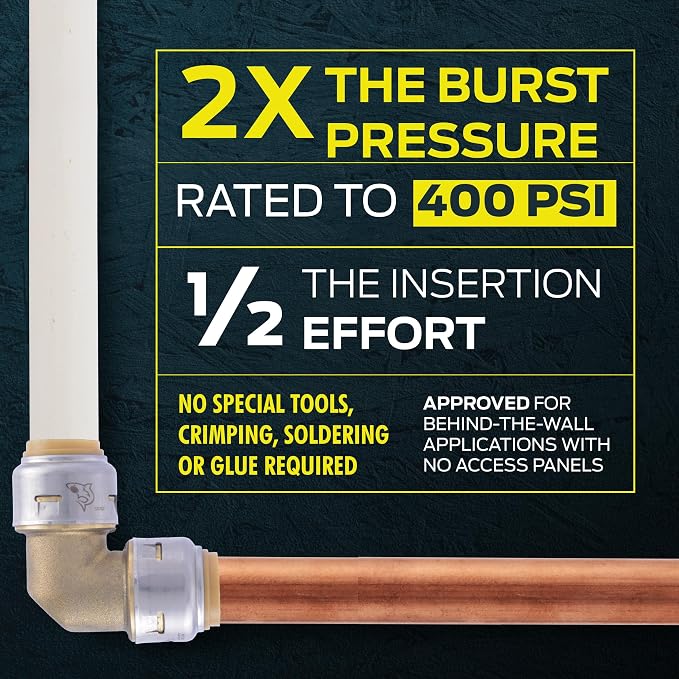 SharkBite Max 1 Inch Tee, Push to Connect Brass Plumbing Fitting, PEX Pipe - Image 3