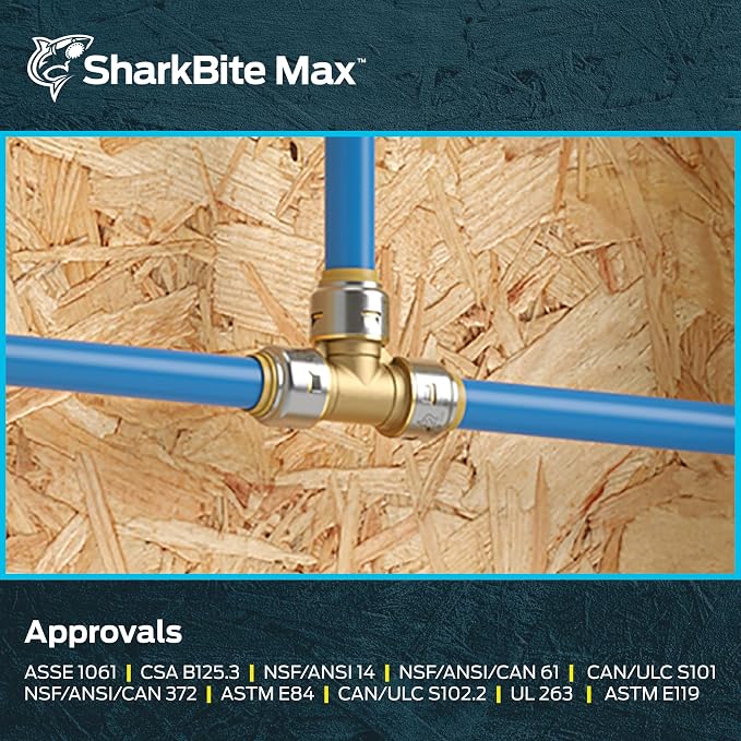 SharkBite Max 3/4 Inch Tee, Push to Connect Brass Plumbing Fitting, PEX Pipe - Image 6