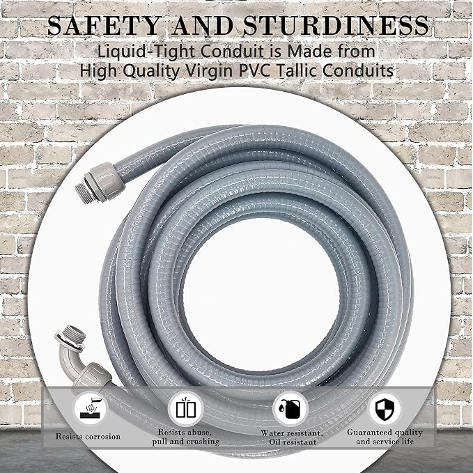 3/4inch 50 Foot Liquid-Tight Conduit Kit, Flexible Non Metallic Electrical - Image 4