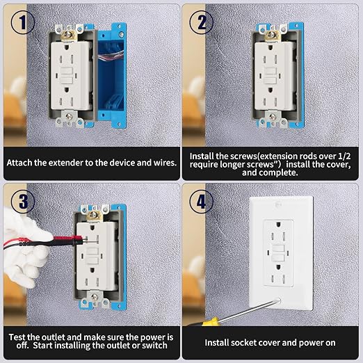 Single Gang Receptacle Outlet Box Extenders 1/4" - Image 4