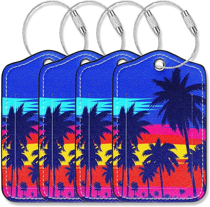 Luggage Tags for Suitcases-Leather Luggage Tag 4 Pack by GOWRAPS