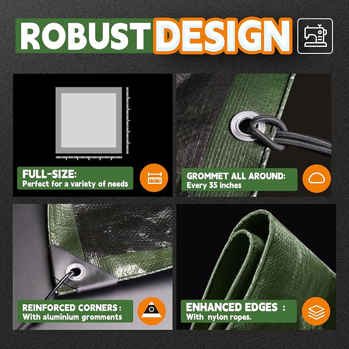 4x6 Feet Tarp Waterproof, Small Tarp, 9Mil Thick, Finished Size Tarps, UV - Image 4