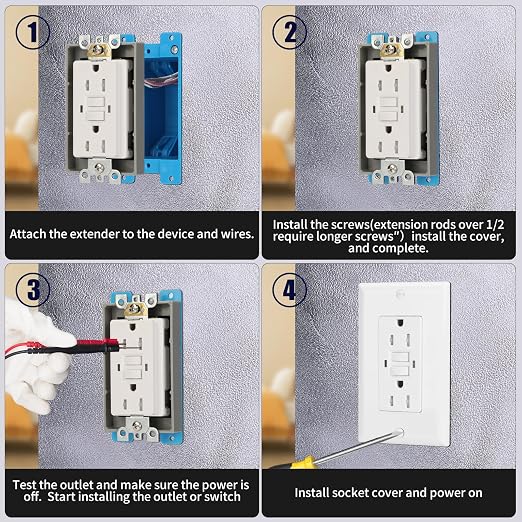 Single Gang Receptacle Outlet Box Extenders 1/2", Include 2Screws, Electrical - Image 4