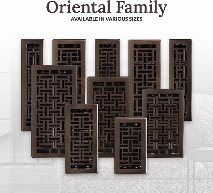 Decor Grates AJH614-RB Oriental Floor Register, 6X14 Inches, Rubbed Bronze - Image 9