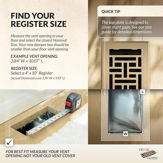 Decor Grates Metal Oriental Decorative Air Vent Cover 4x10 Floor Register – - Image 3