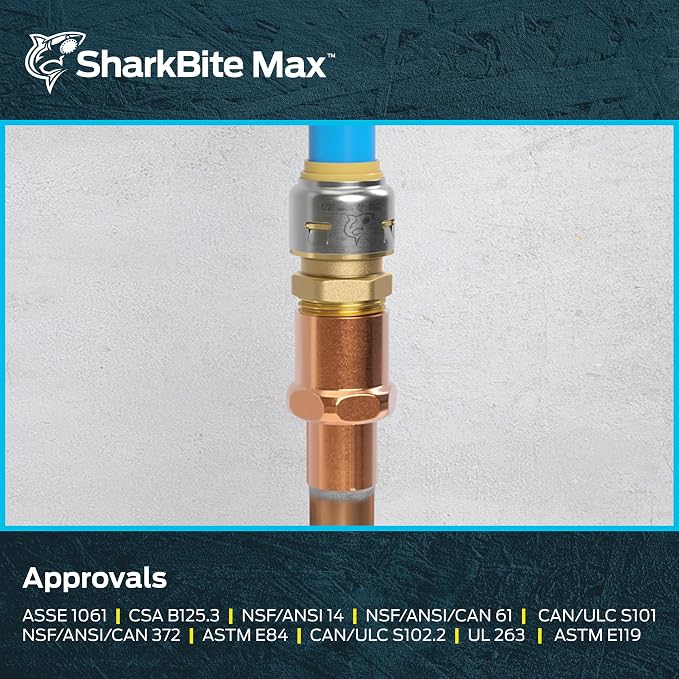 SharkBite Max Male Adapter, 1 in Push-to-Connect x 1 in MNPT, Brass Plumbing - Image 6
