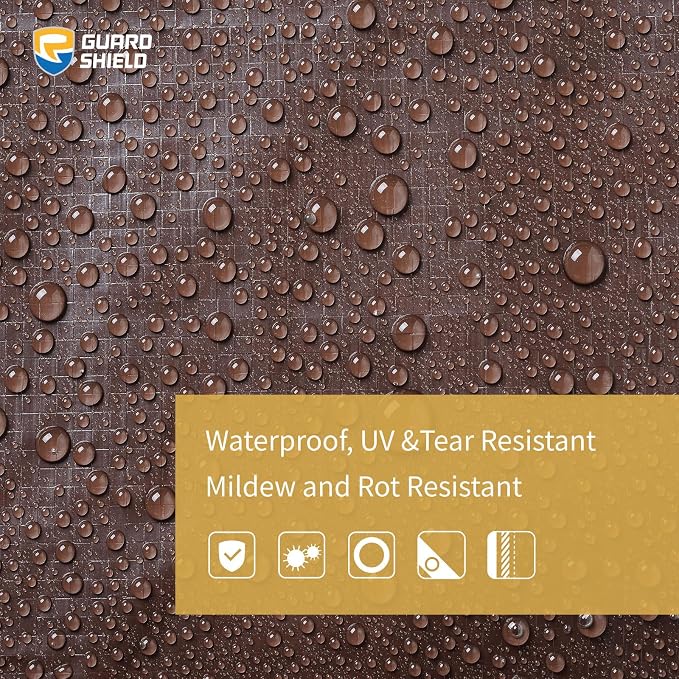 GUARD SHIELD Brown Tarp 20x20 Feet Waterproof Tarps Lightweight Camping Tarp - Image 3