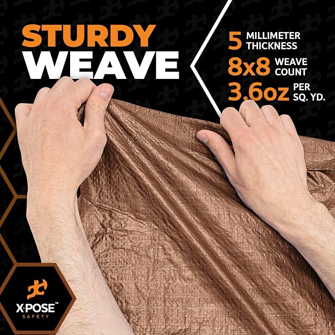 Multipurpose Protective Cover Brown Poly Tarp 10' x 10' - Image 5