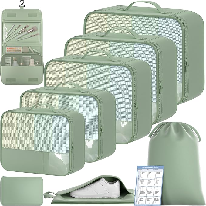 BAGAIL 9 Set Packing Cubes Luggage Packing Organizers by BAGAIL