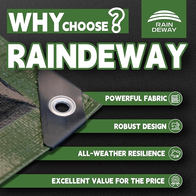 8x10 Feet Tarp Waterproof, 9Mil Thick, Finished Size Tarps, UV Resistant - Image 2