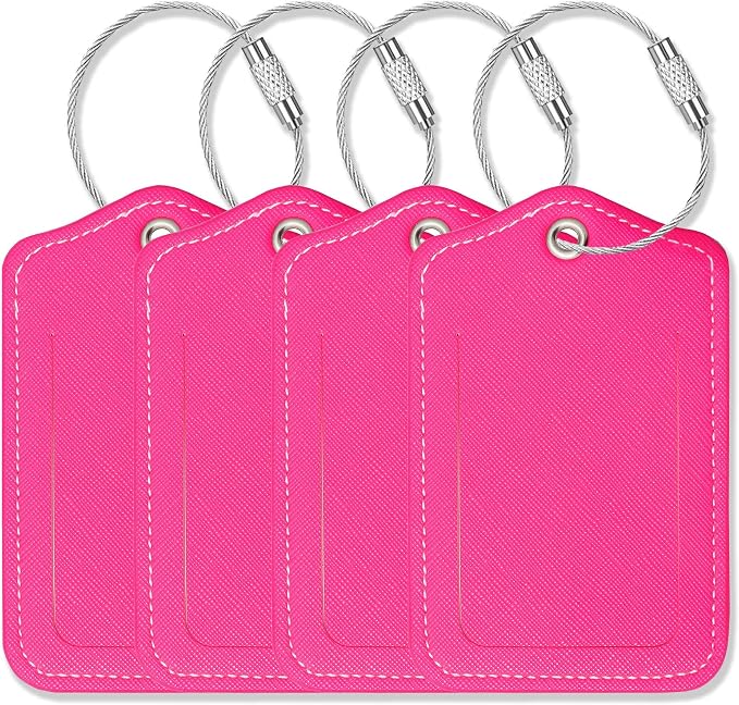 Luggage Tags for Suitcases-Leather Luggage Tag 4 Pack by GOWRAPS