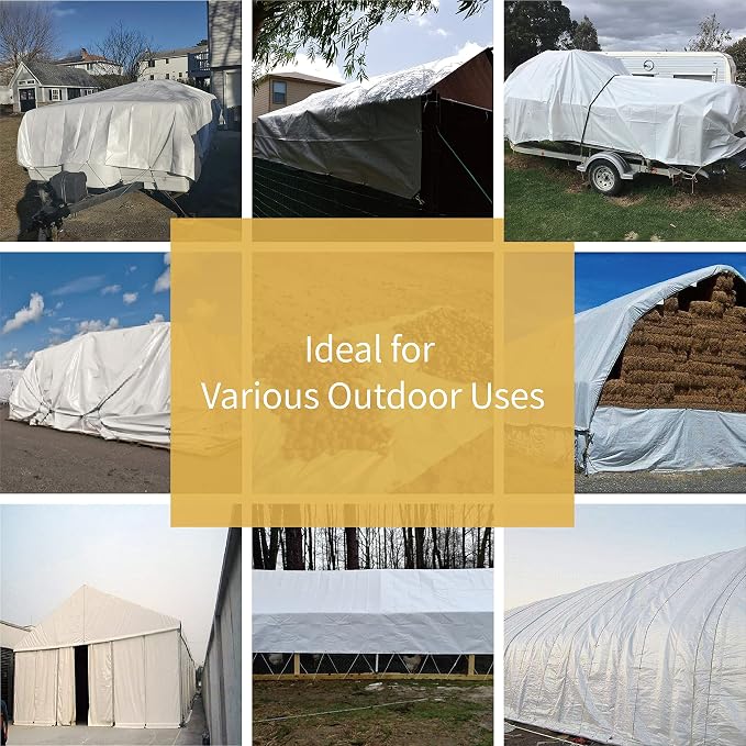 GUARD SHIELD Tarp White 15x15 Feet Multi Purpose Waterproof Poly Tarp Cover 5mil - Image 6