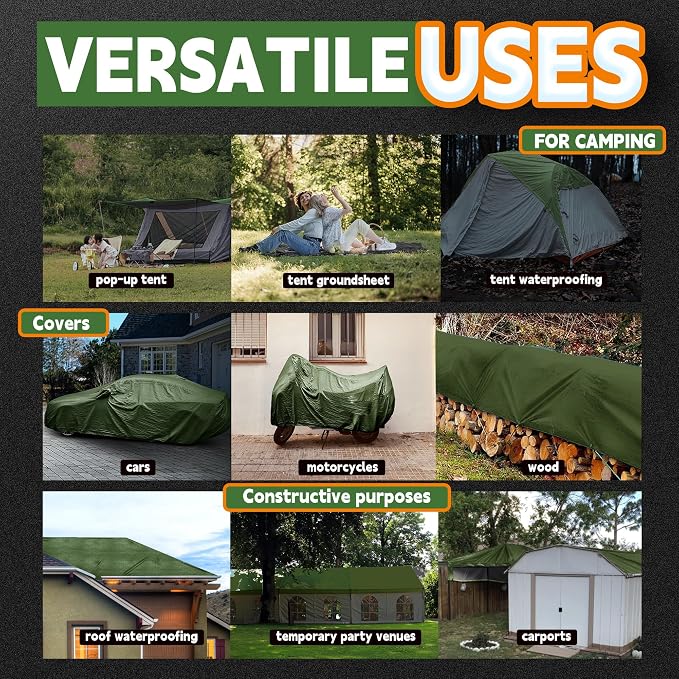7x10 Feet Tarp Waterproof, 9Mil Thick, Finished Size Tarps, UV Resistant - Image 7