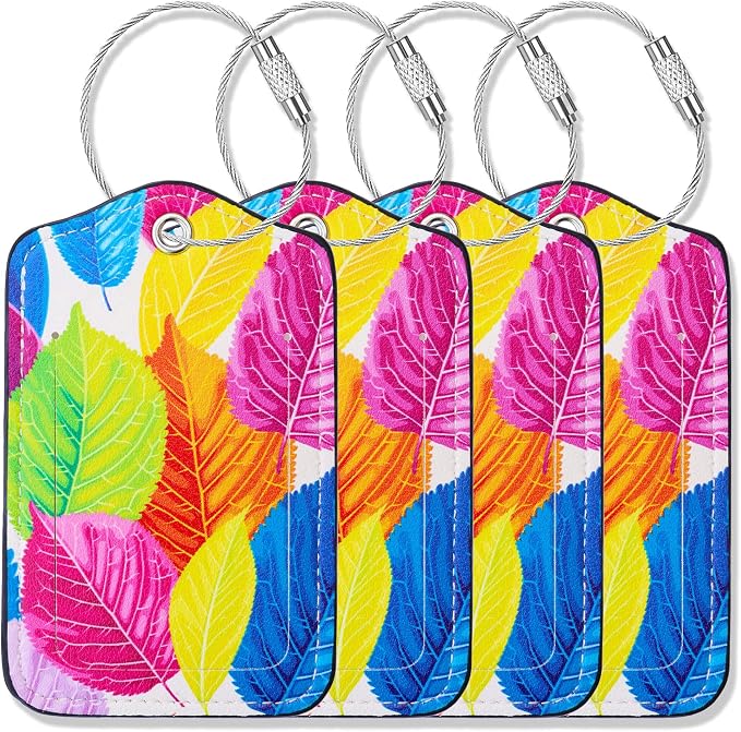 Luggage Tags for Suitcases-Leather Luggage Tag 4 Pack by GOWRAPS