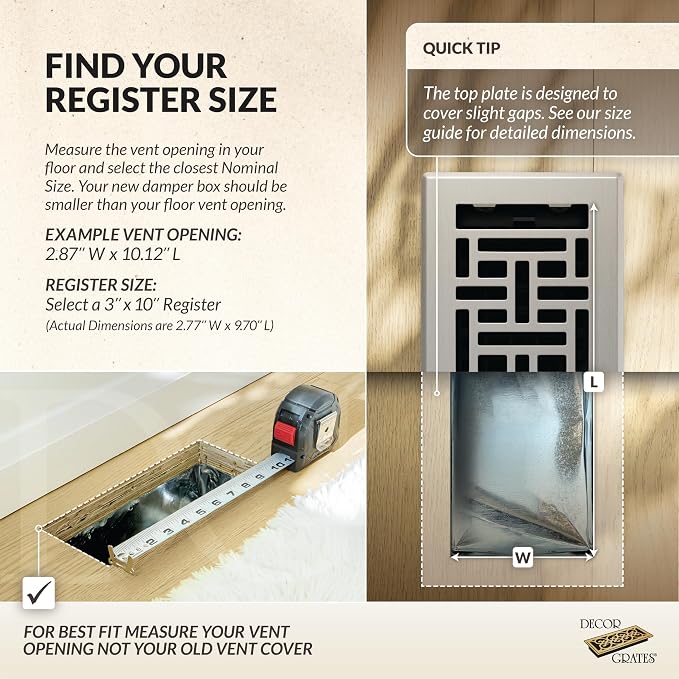 Decor Grates Metal Oriental Decorative Air Vent Cover 3x10 Floor Register – - Image 3