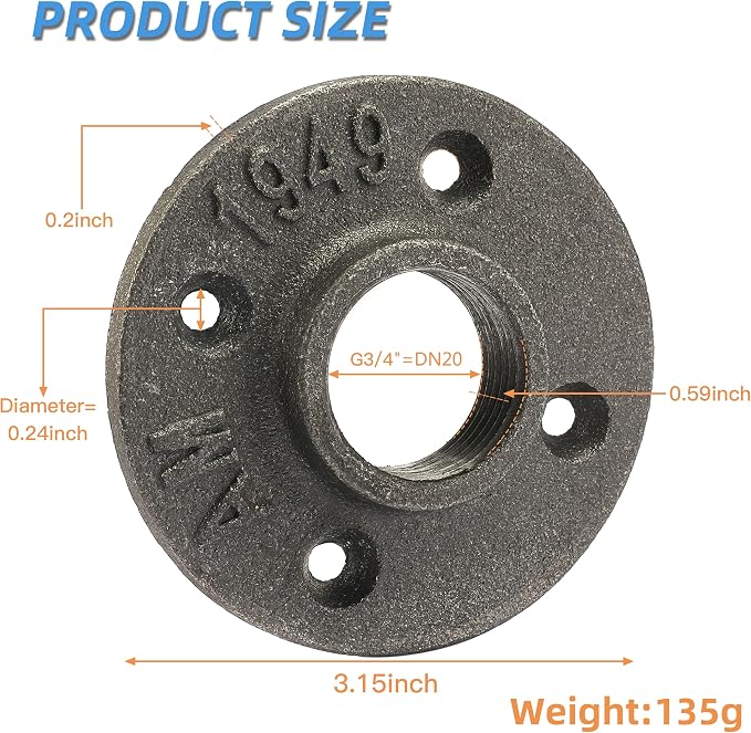 3/4" Heavy Duty Floor Flange, Home TZH 20 Pack Malleable iron Pipe Flange - Image 2
