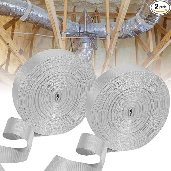 2 Pack Heavy Duty Duct Strap – 1.95 in x 147 ft Grey Nylon Strapping by Unknown